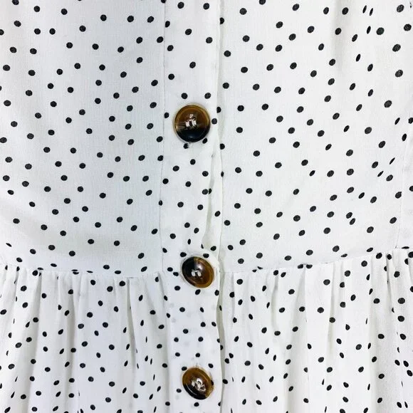 polka dot print dress smocked back with buttons and adjustable straps szL Japna - Picture 8 of 13